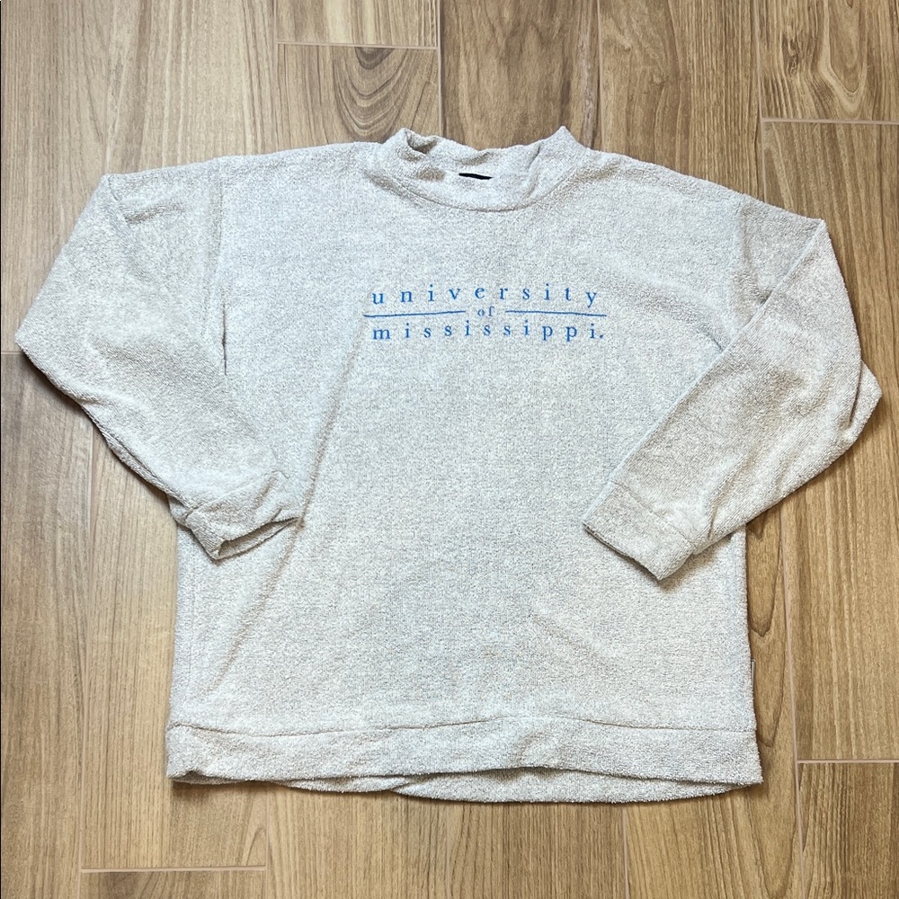 Wooly Threads University of Mississippi Ole Miss Terry Cloth Crewneck Sweatshirt